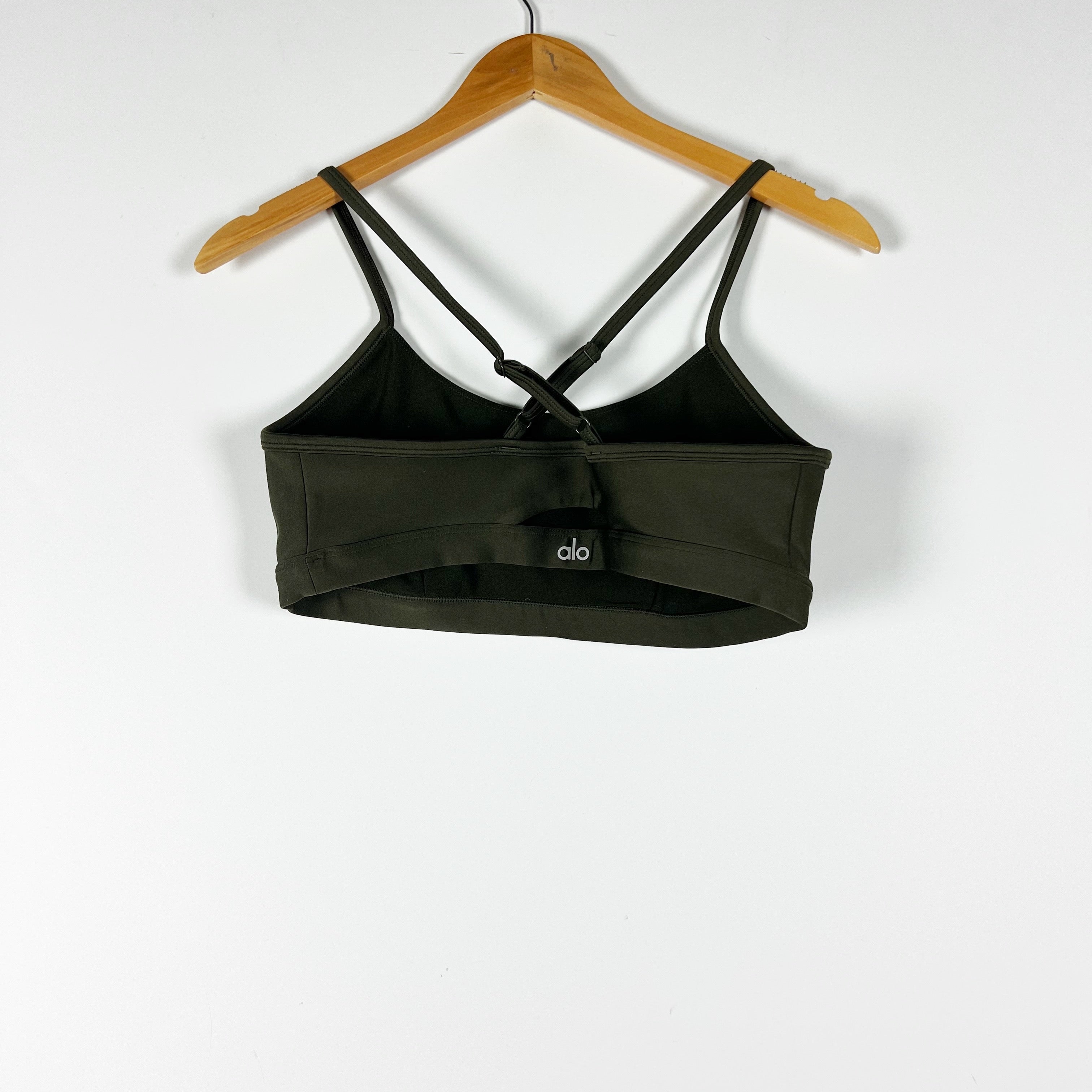 Alo Yoga Women's Airlift Intrigue Athletic Work Out Sports Bra Olive Green Large