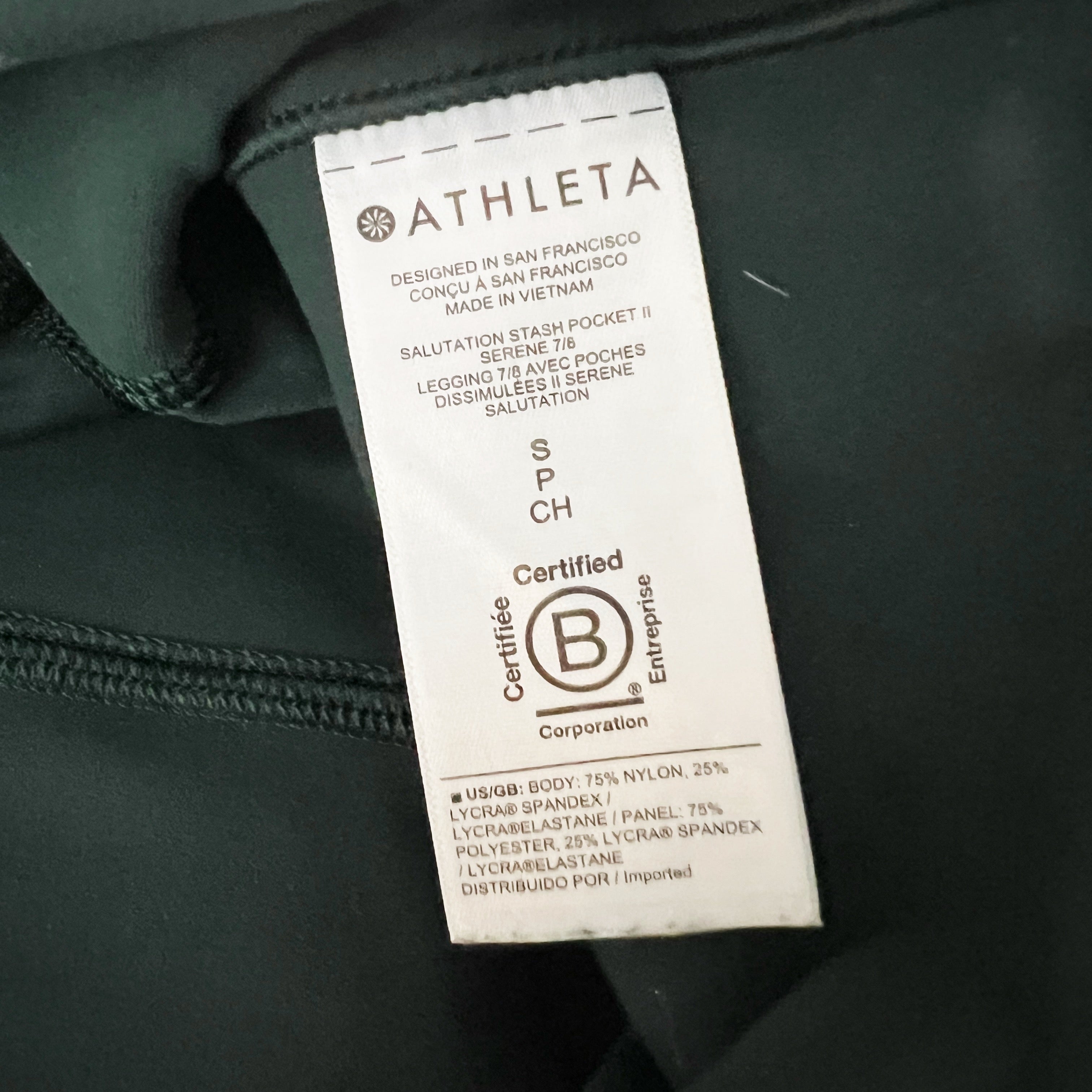Athleta Salutation Stash Women's Pocket II Serene 7/8 High Rise Leggings Green S