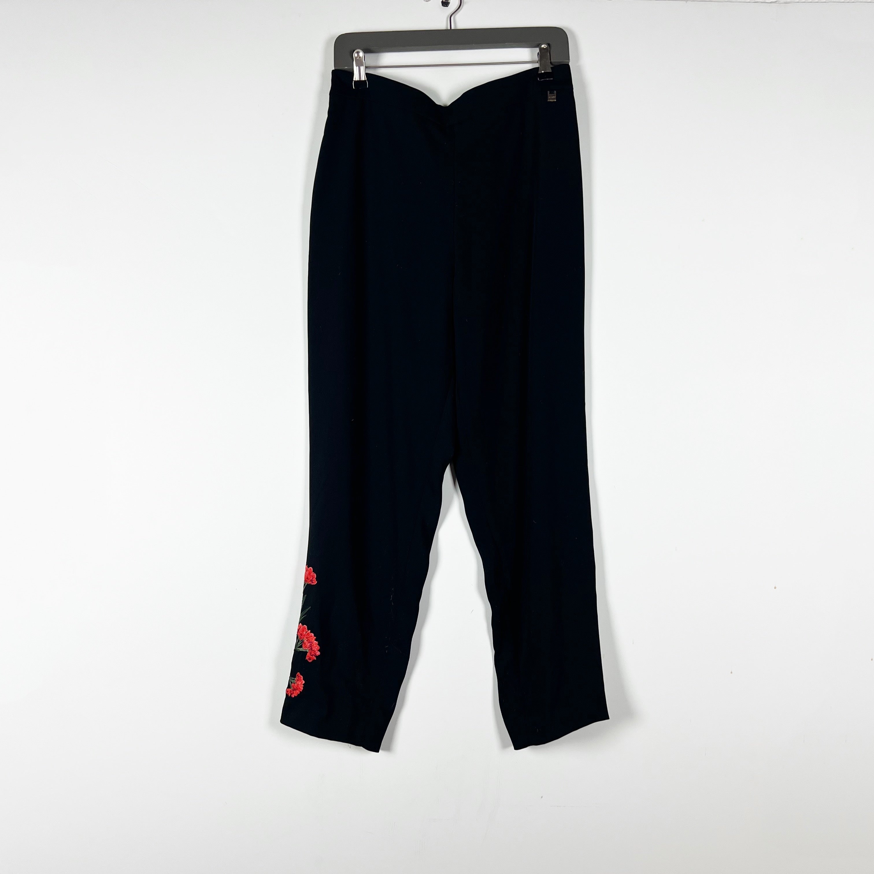 NEW Ted Baker Highland Side Stripe Chiffon Jogger Red Floral Embroidered Pants M