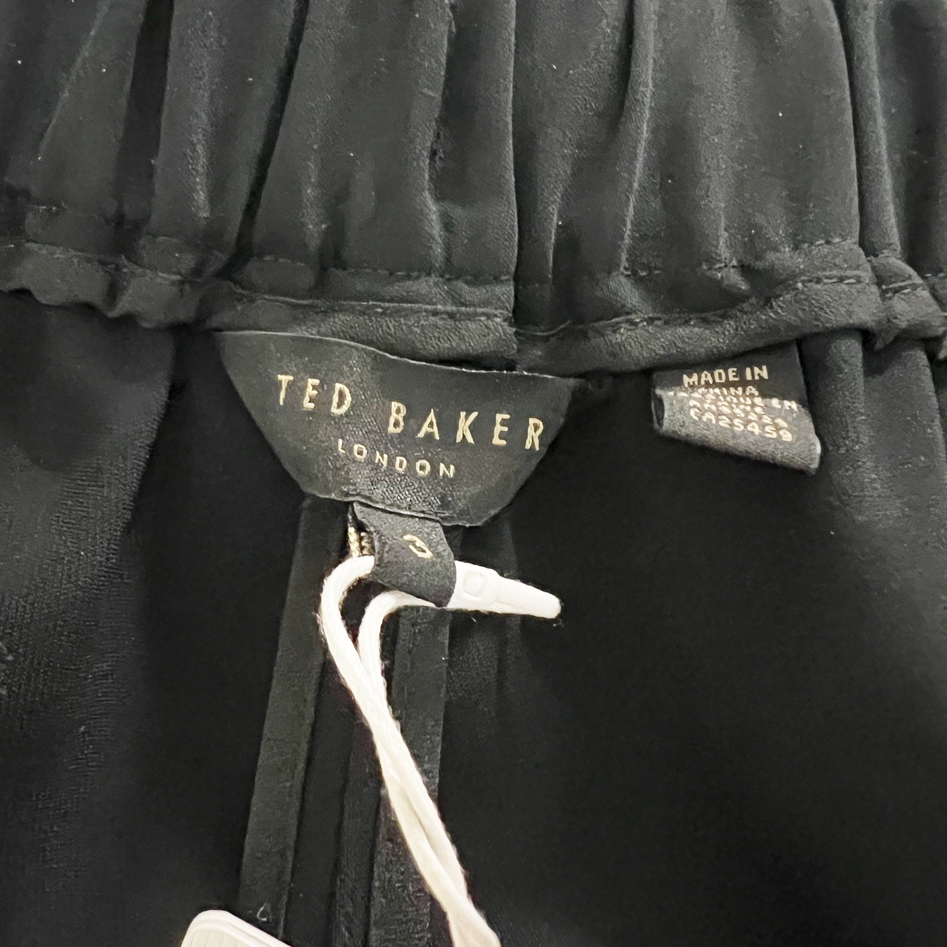 NEW Ted Baker Highland Side Stripe Chiffon Jogger Red Floral Embroidered Pants M
