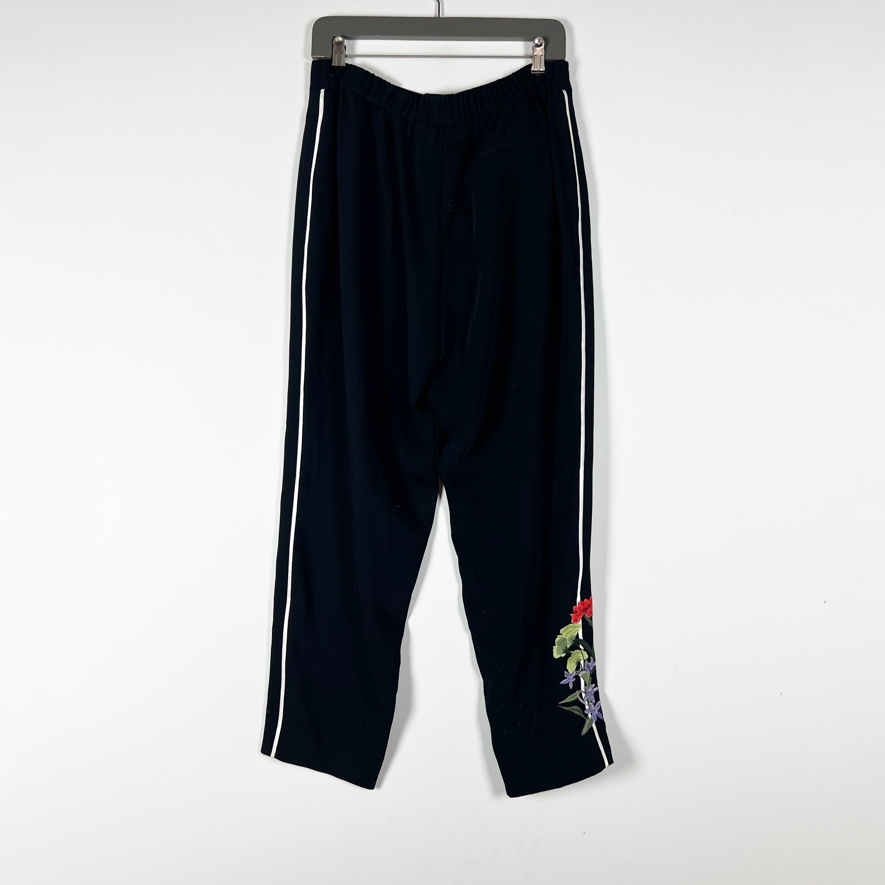 NEW Ted Baker Highland Side Stripe Chiffon Jogger Red Floral Embroidered Pants M