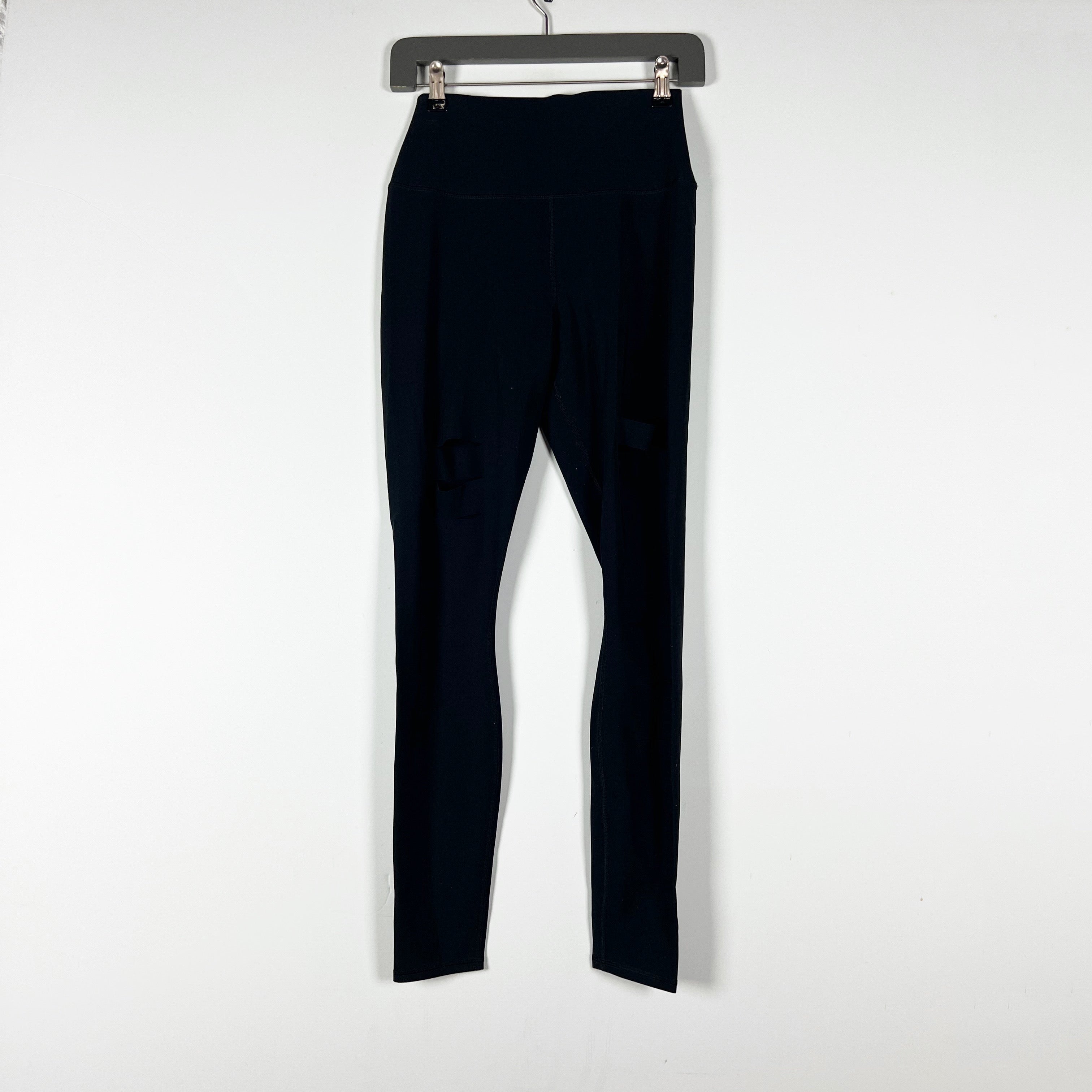 Alo Yoga Women's Warrior High Waisted Ripped Athletic Work Out Leggings Black M