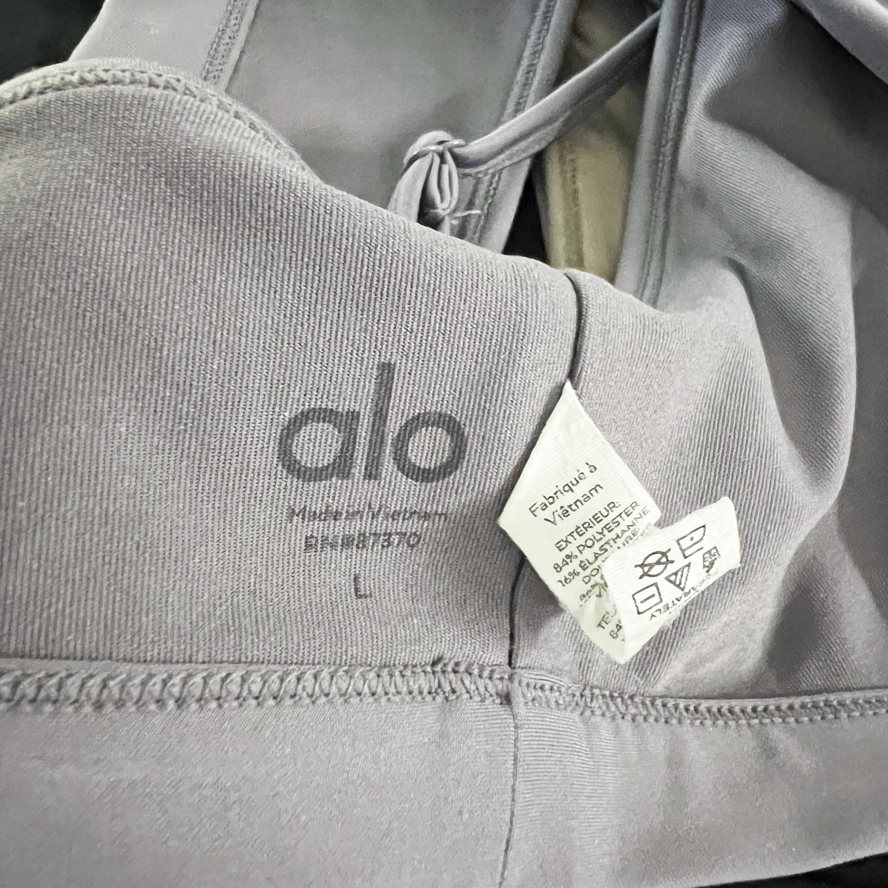 Alo Yoga Women's Airlift Intrigue Athletic Work Out Sports Bra Gray Purple Large