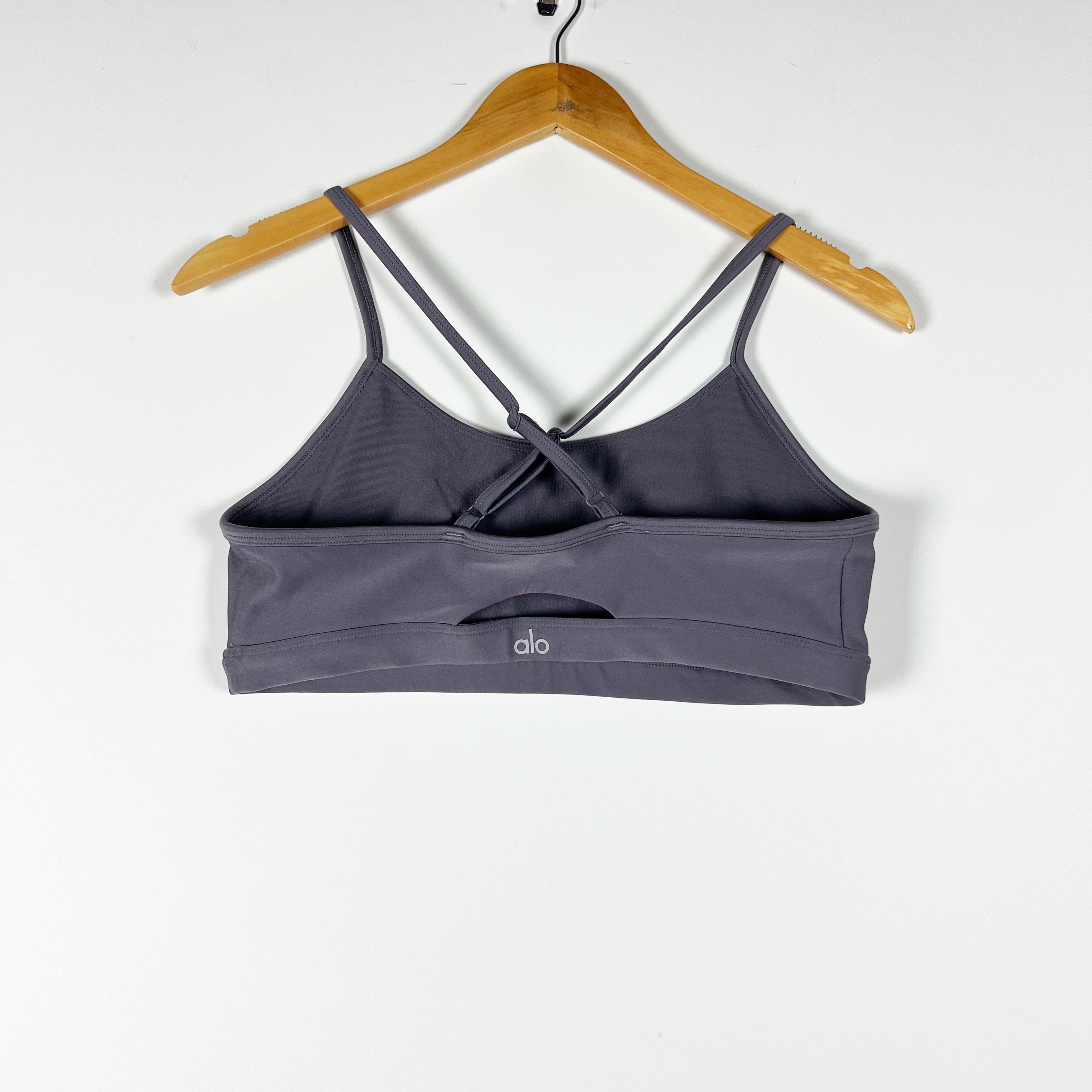 Alo Yoga Women's Airlift Intrigue Athletic Work Out Sports Bra Gray Purple Large