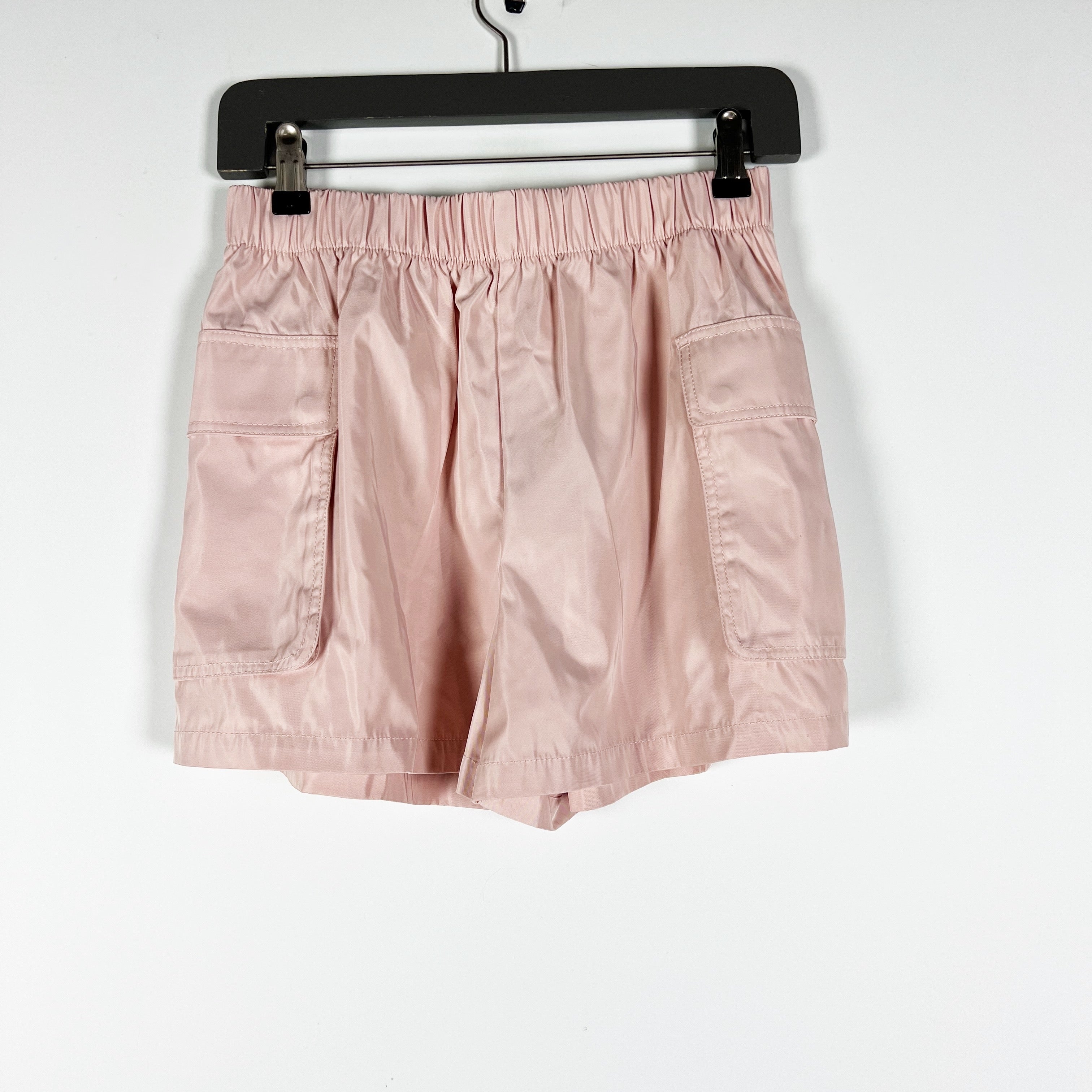 NEW ATM Anthony Thomas Melillo Pull On High Rise Mini Cargo Shorts Oyster Pink S