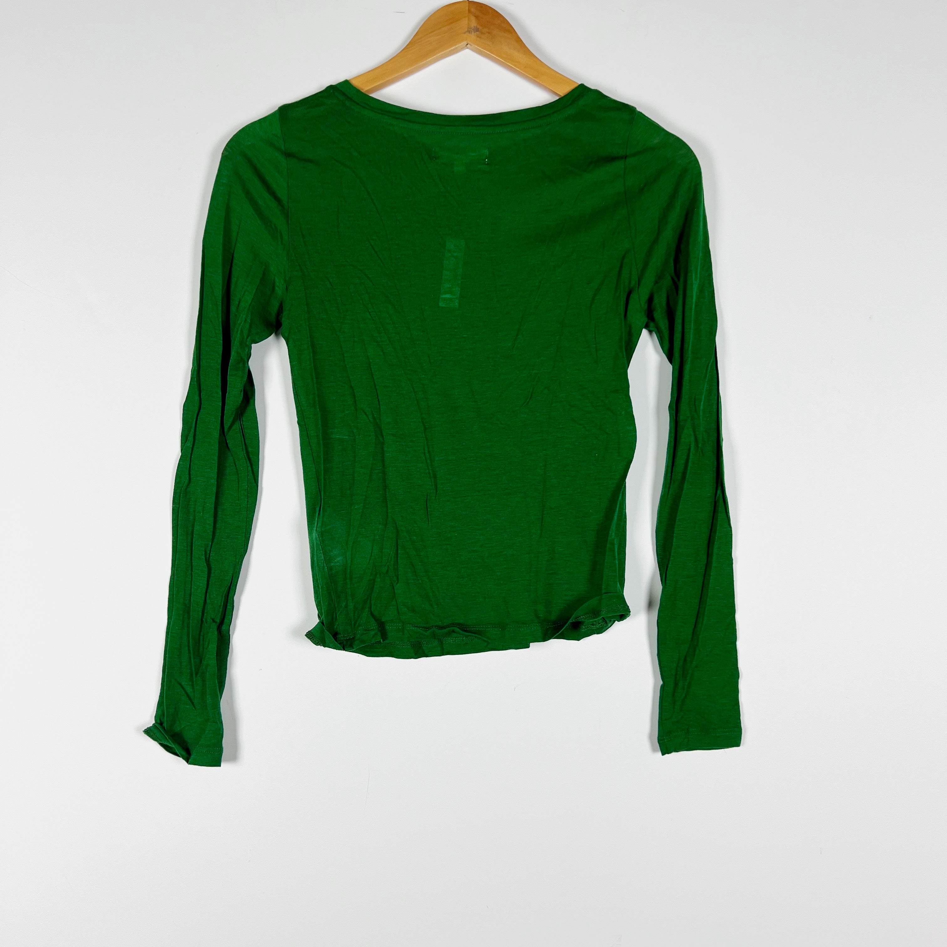 NEW Madewell Women's Semi Sheer Scoop Neck Long Sleeve Tee Shirt Varsity Green S
