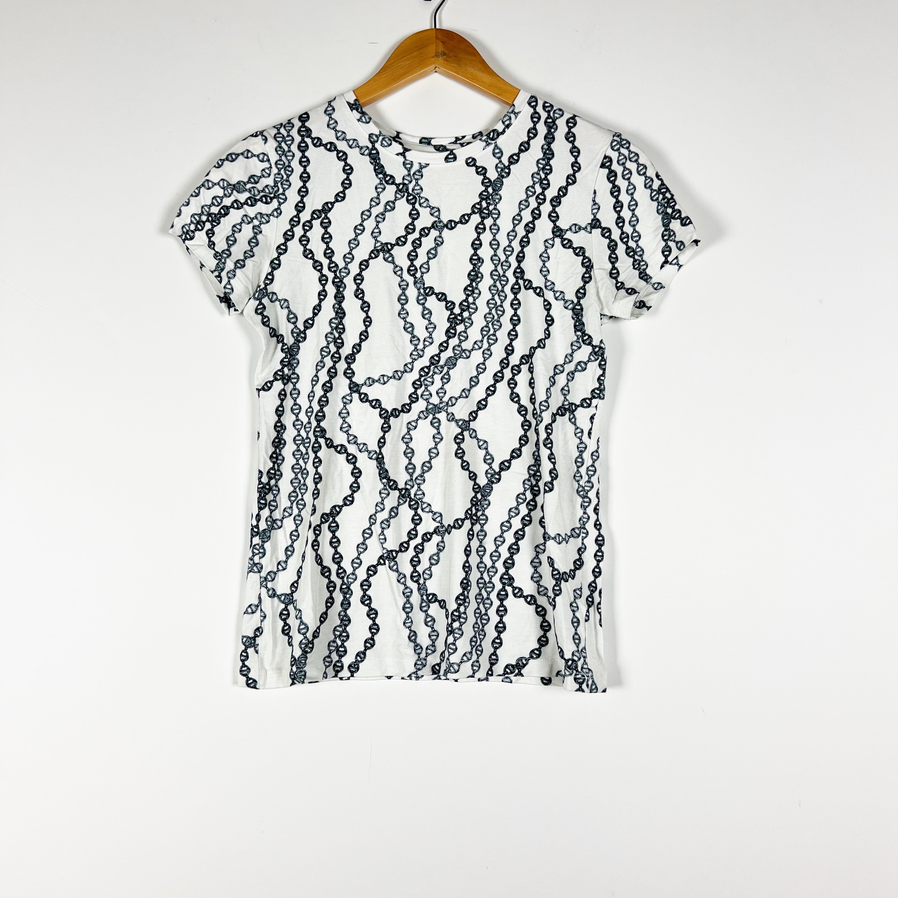L'Agence Ressi Jersey Stretch Knit Chain Link Pattern Print Tee Shirt Top S