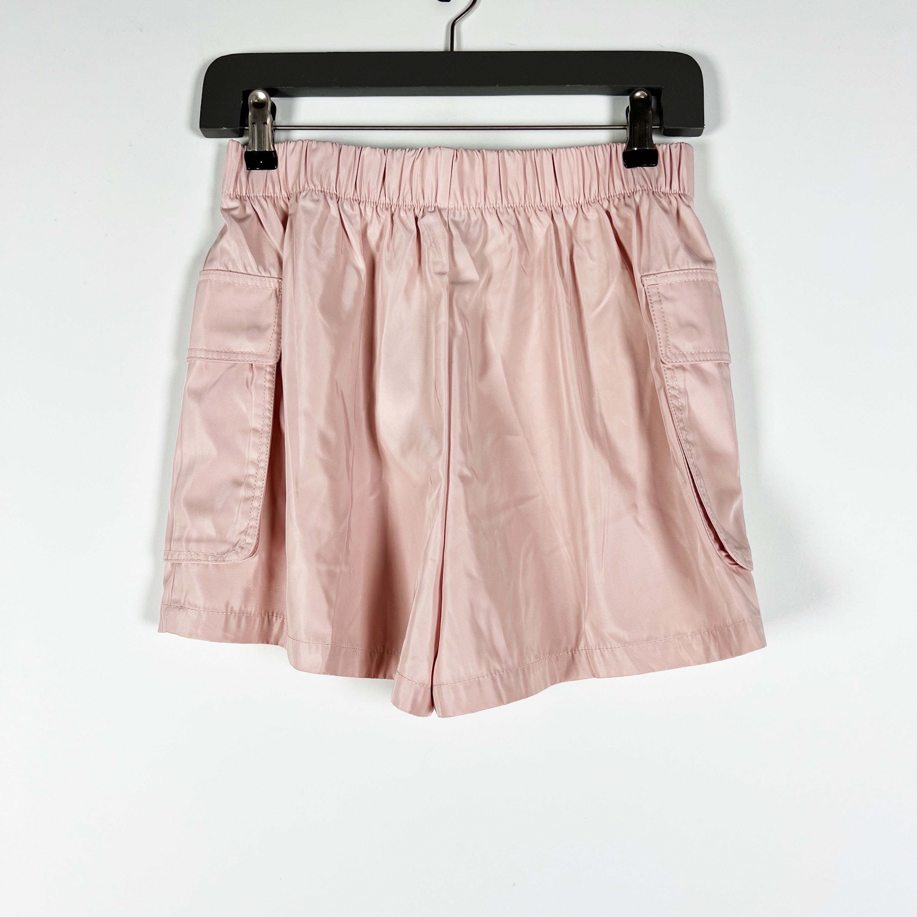 NEW ATM Anthony Thomas Melillo Pull On High Rise Mini Cargo Shorts Oyster Pink S
