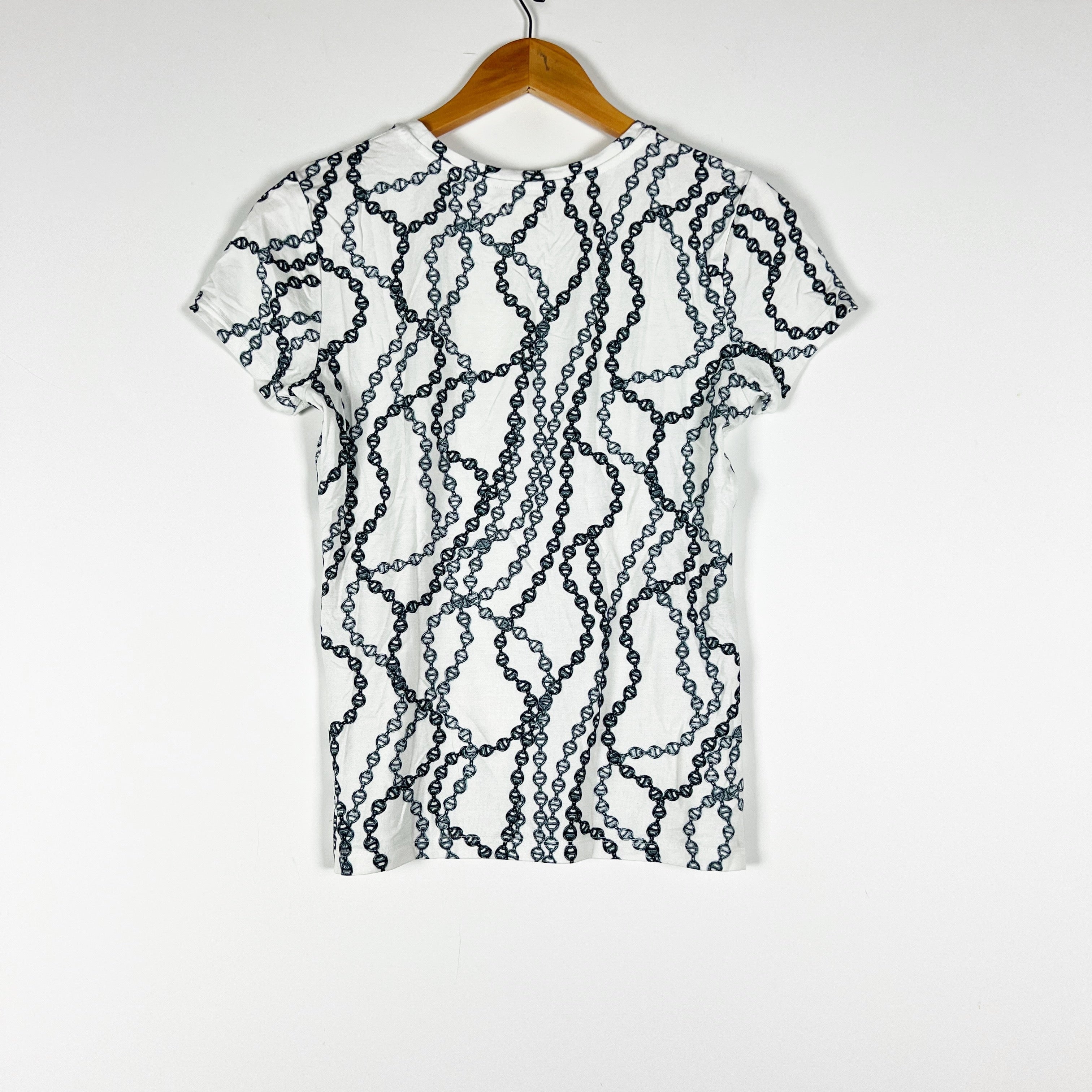 L'Agence Ressi Jersey Stretch Knit Chain Link Pattern Print Tee Shirt Top S