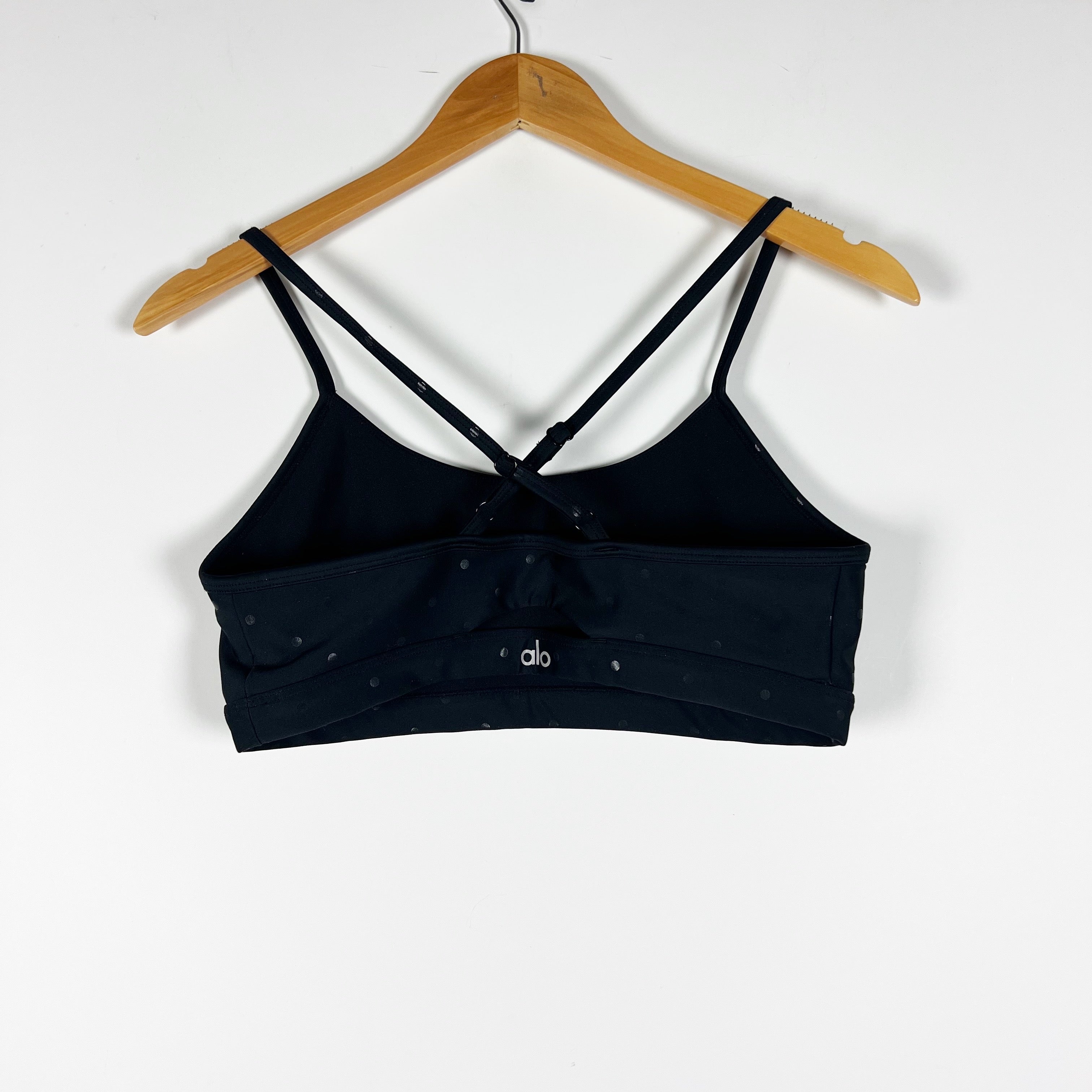 Alo Yoga Women's Airlift Intrigue Athletic Work Out Sports Bra Black Polka Dot L