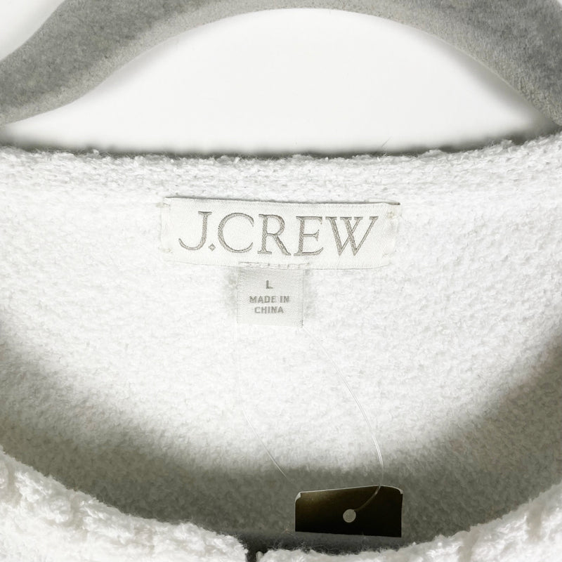 NEW J. Crew Odette Sweater Lady Jacket In Cotton Blend Stretch Boucle Knit White