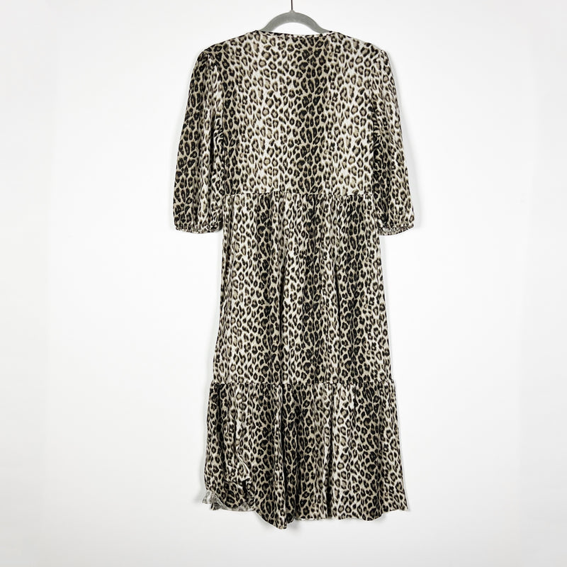Zara Cheetah Leopard Animal Print Pattern Stretch Pullover Midi Dress Small