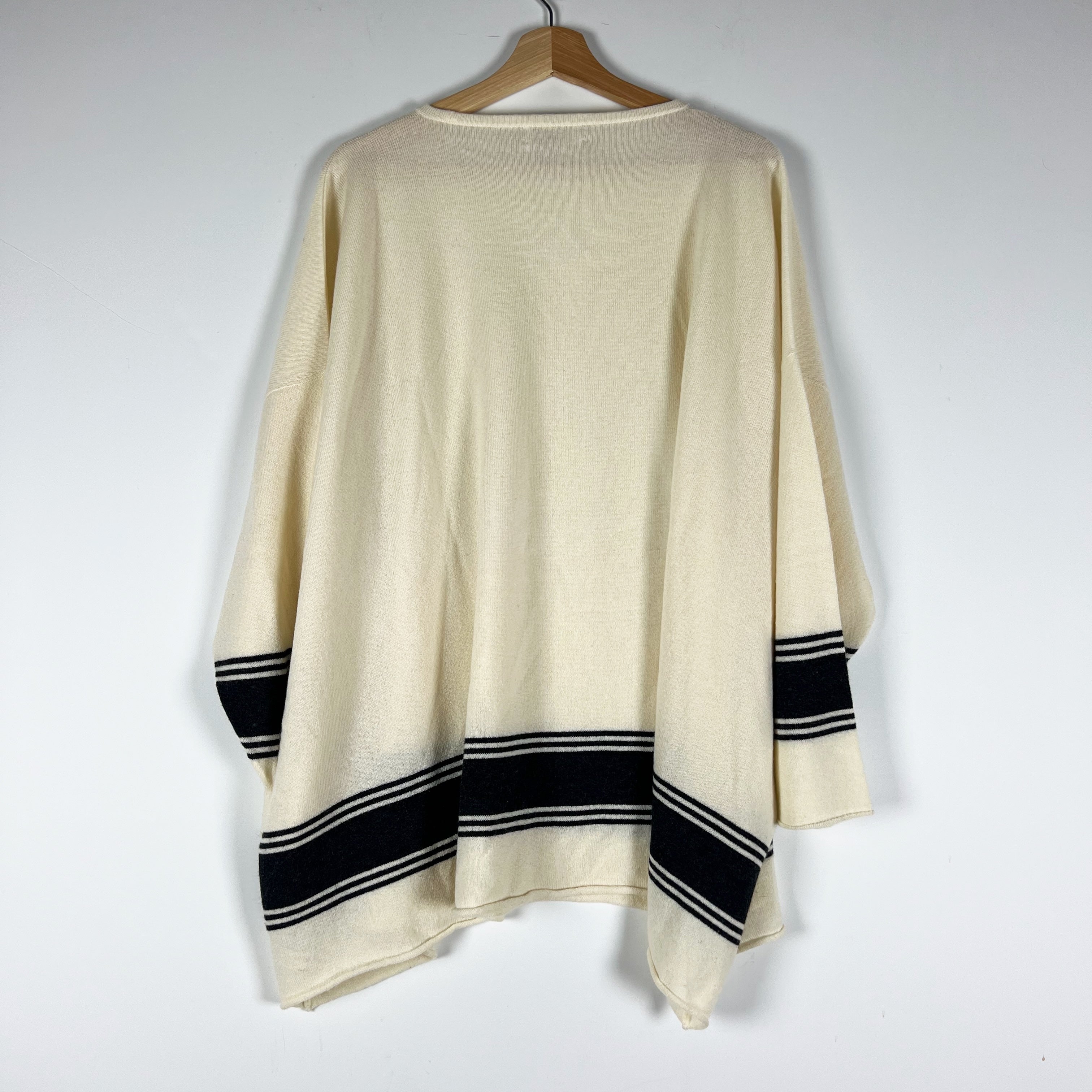 Eskandar 100% Cashmere Knit Stretch Long Sleeve Pullover Sweater Ivory