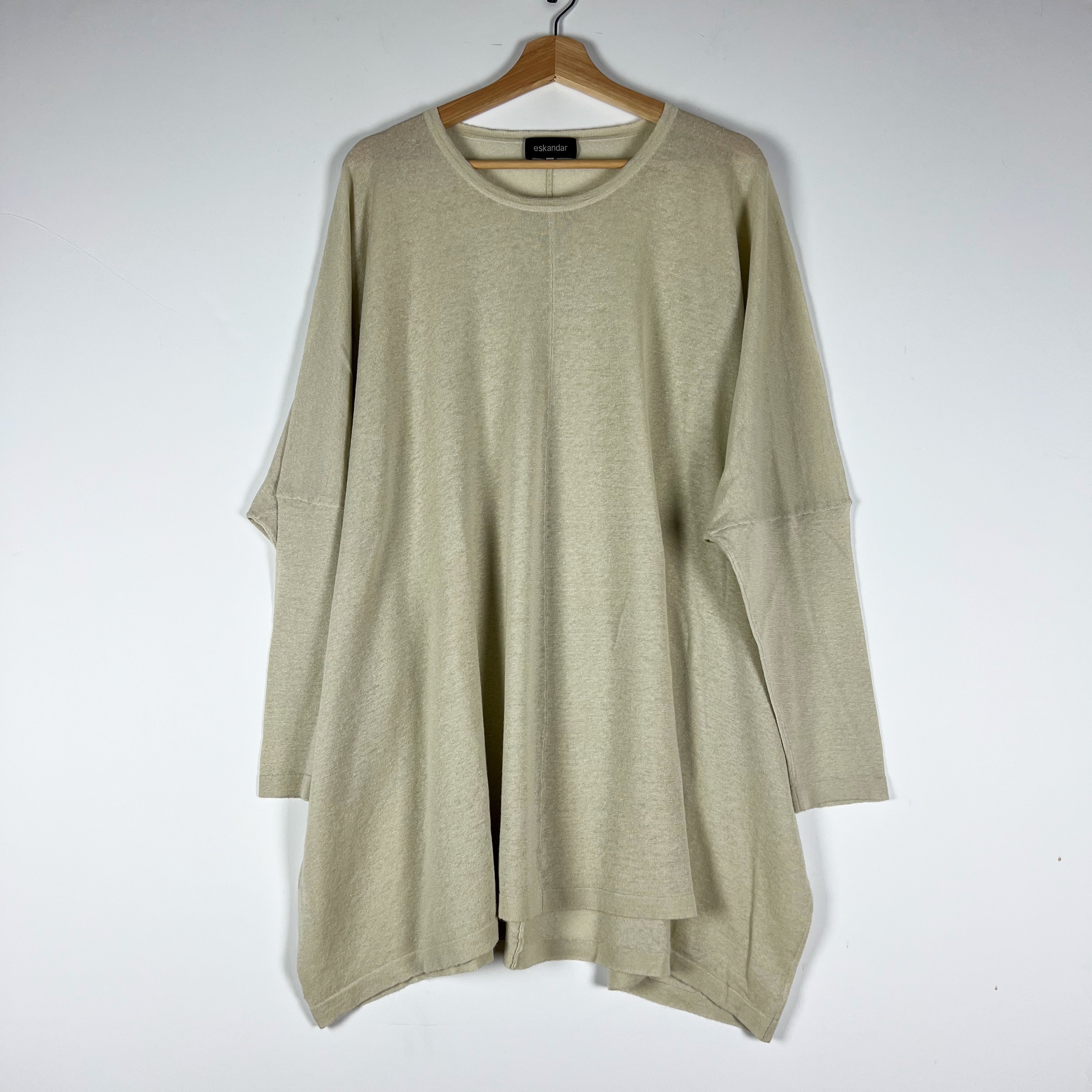 Eskandar Linen Cashmere Knit Lightweight Crew Neck Boxy Oversized Sweater OS