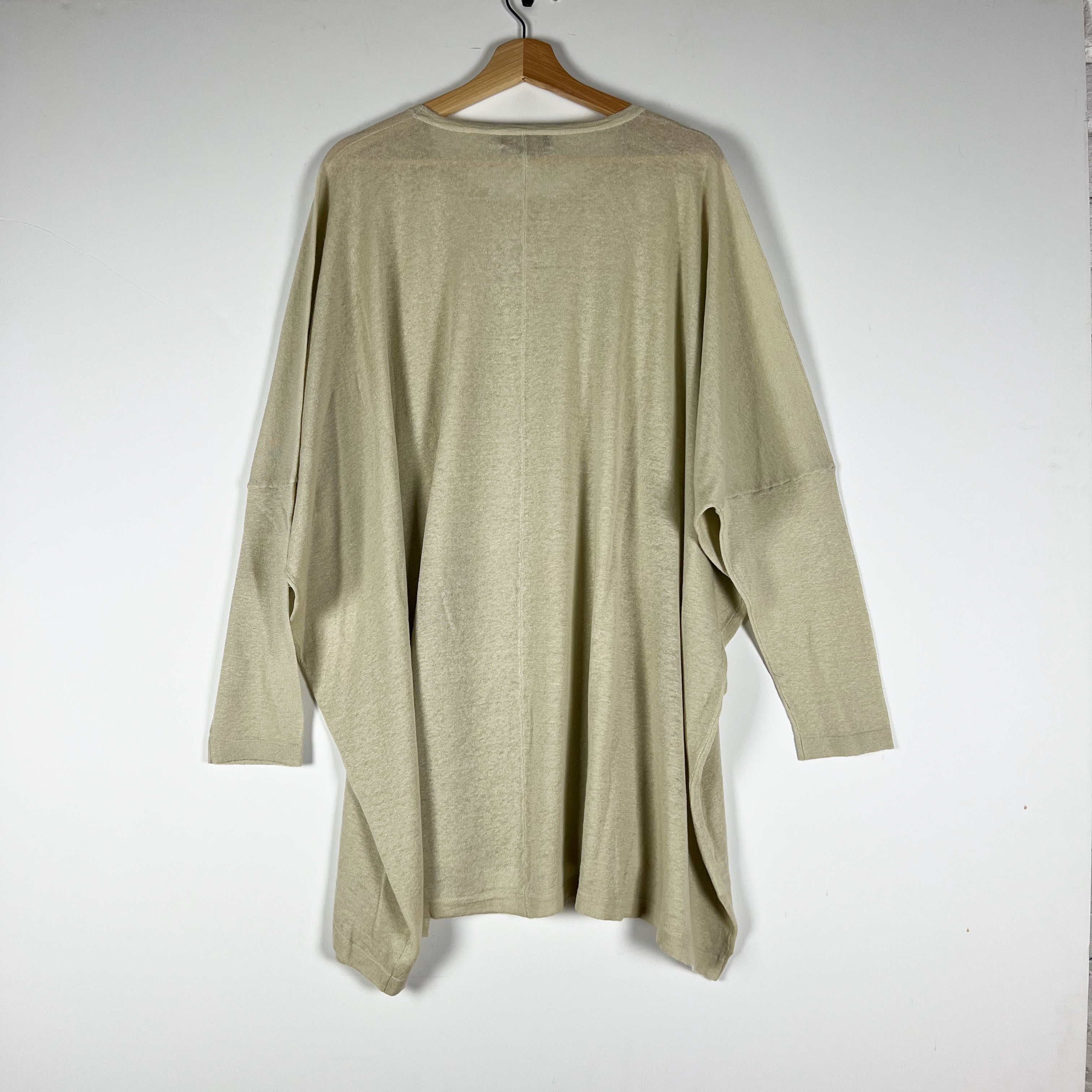 Eskandar Linen Cashmere Knit Lightweight Crew Neck Boxy Oversized Sweater OS