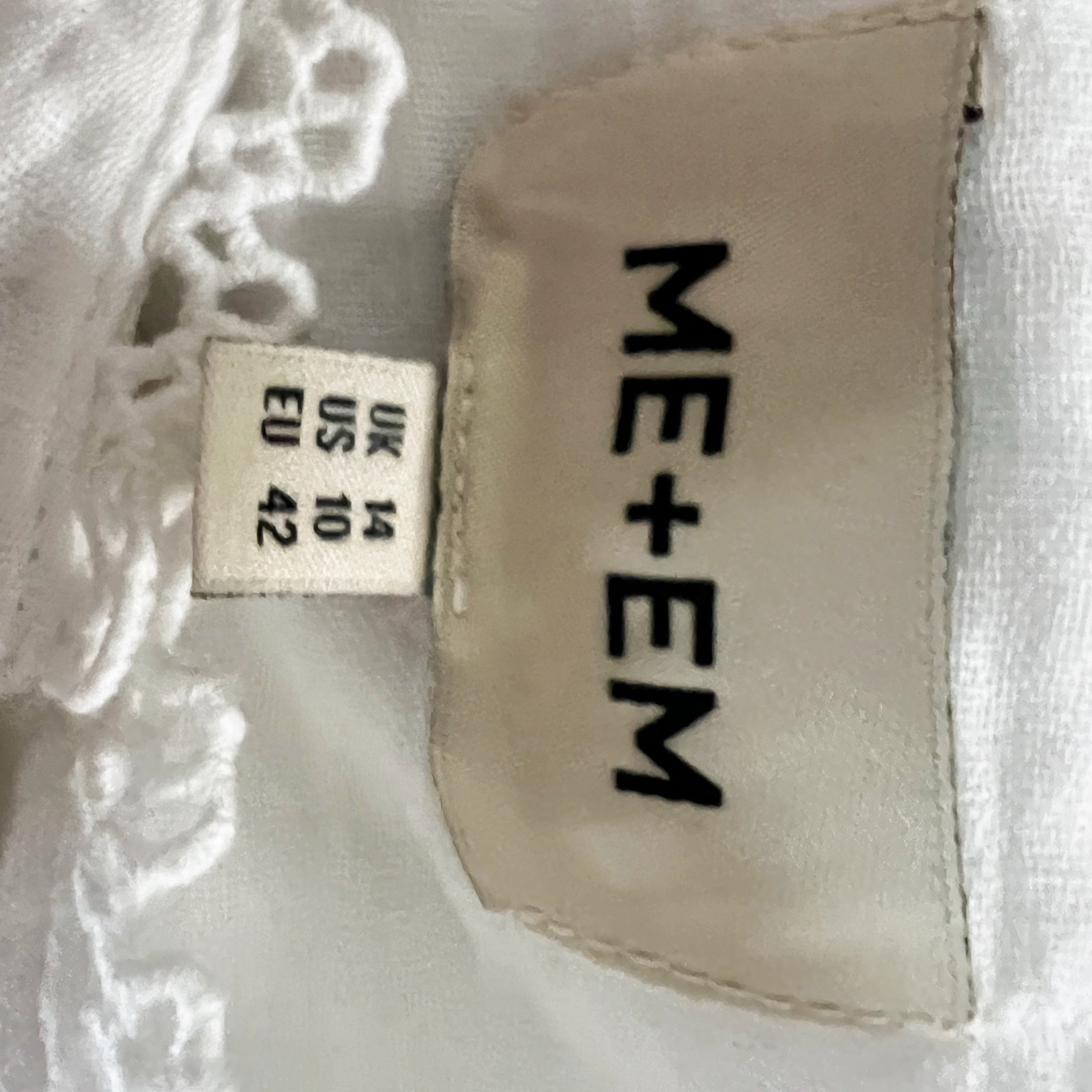 NEW ME+EM Women's Broderie Summer Cheesecloth Intricate Detail Blouse Soft White