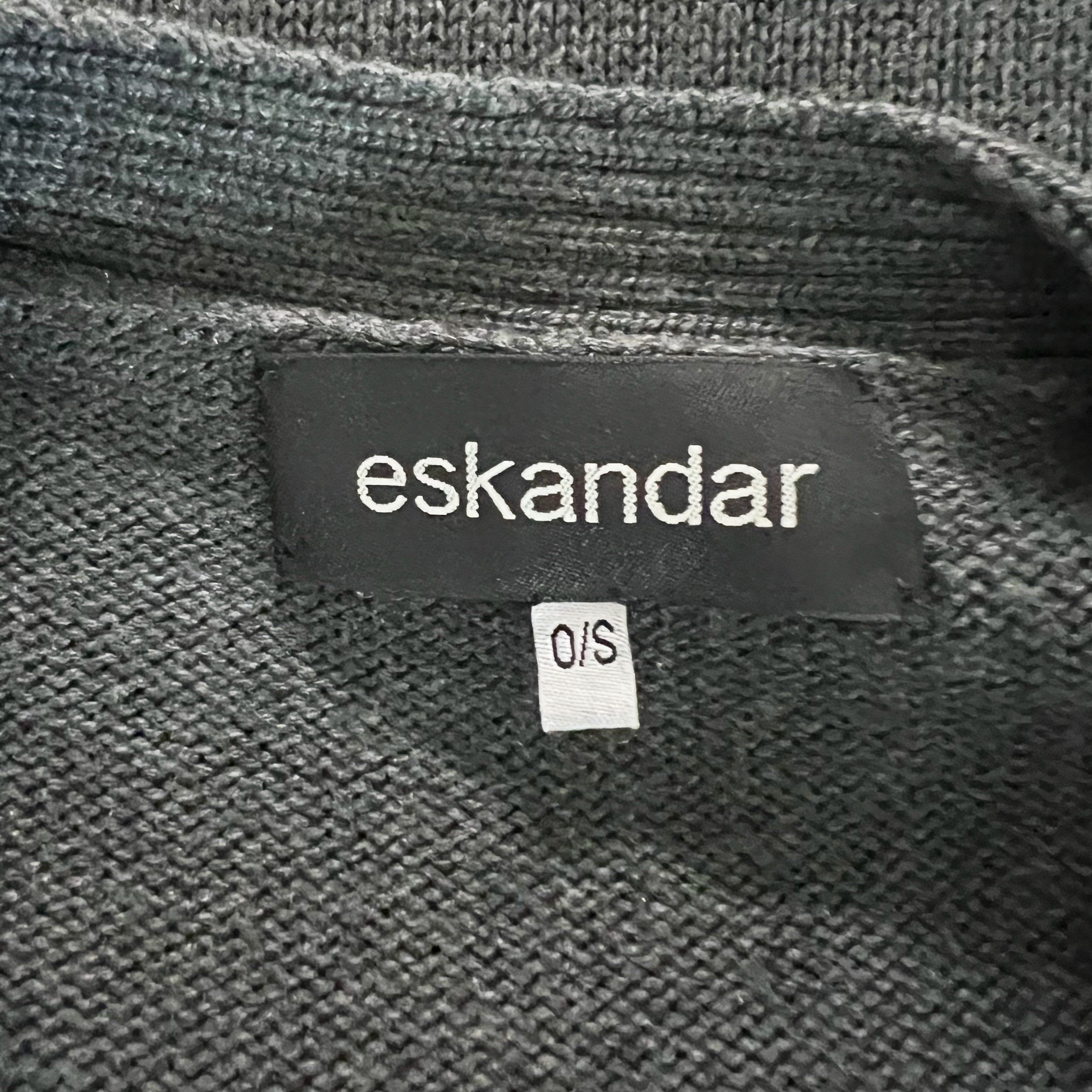 Eskandar 100% Silk Knit Stretch V Neck Button Front Cardigan Poncho Sweater Gray
