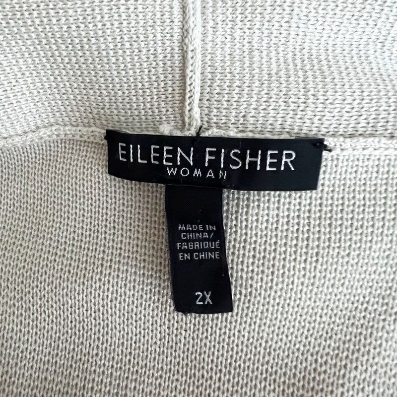 Eileen Fisher Woman Silk Organic Cotton Sleeveless Open Front Waterfall Cardigan