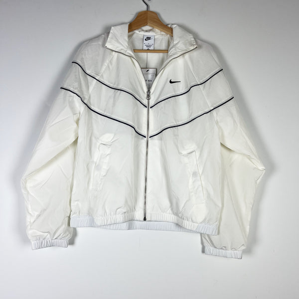 NEW Nike Women's Loose Oversized Fit UPF 40+ Full Zip Windbreaker Jacket White