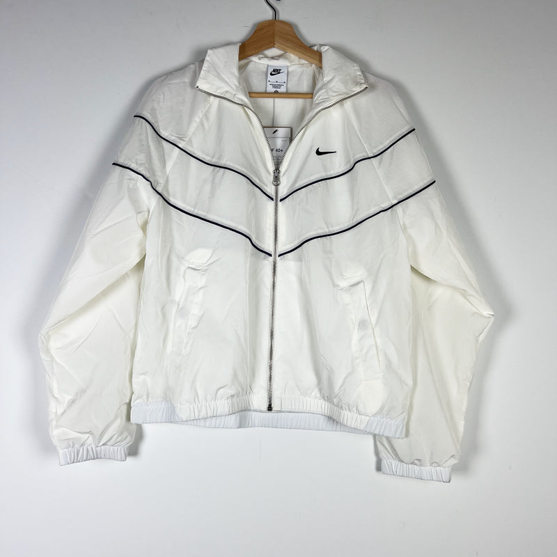 NEW Nike Women's Loose Oversized Fit UPF 40+ Full Zip Windbreaker Jacket White