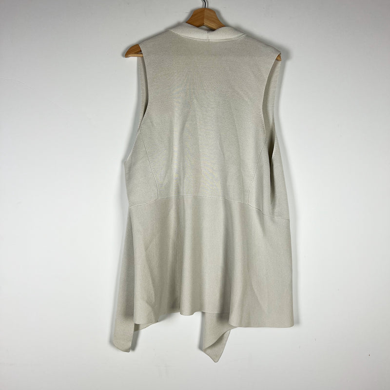 Eileen Fisher Woman Silk Organic Cotton Sleeveless Open Front Waterfall Cardigan