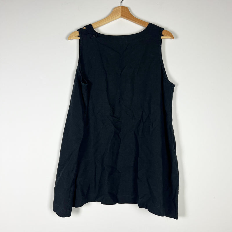 Eskandar Linen Woven Lightweight Scoop Neck Sleeveless Shell Tank Top Blouse XL