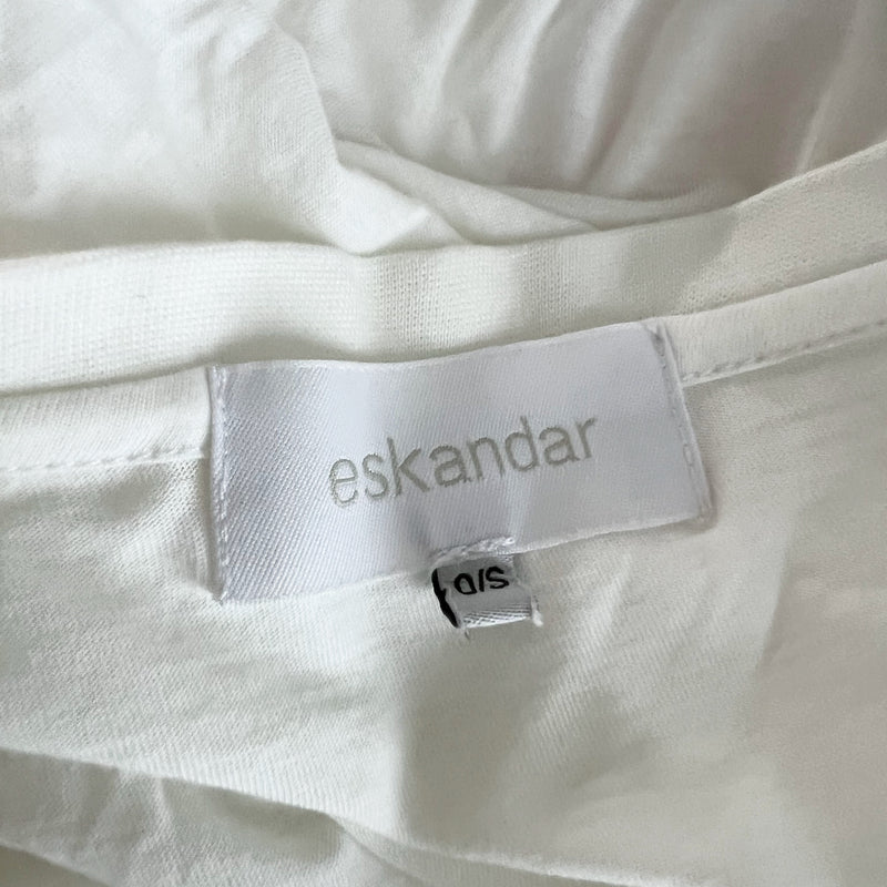 Eskandar Women's 100% Pima Cotton Crew Neck Long Sleeve Tee Shirt White OS