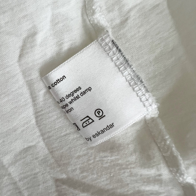 Eskandar Women's 100% Pima Cotton Crew Neck Long Sleeve Tee Shirt White OS