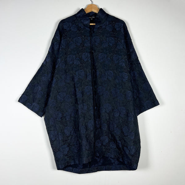 Eskandar Linen Cotton Floral Flower Jacquard Woven Print Pattern Jacket Coat L