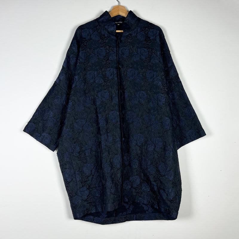 Eskandar Linen Cotton Floral Flower Jacquard Woven Print Pattern Jacket Coat L