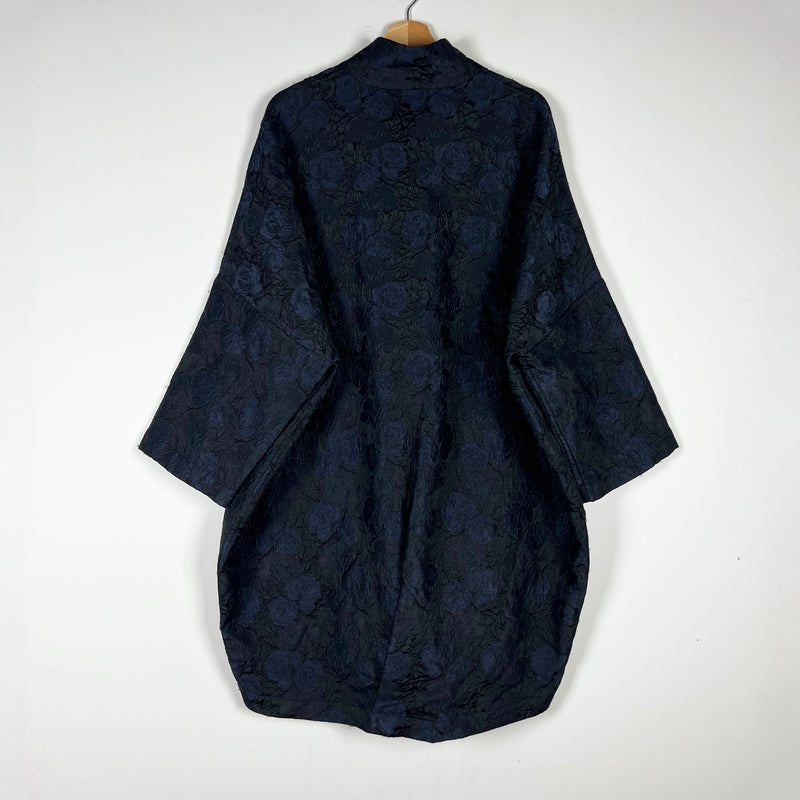 Eskandar Linen Cotton Floral Flower Jacquard Woven Print Pattern Jacket Coat L