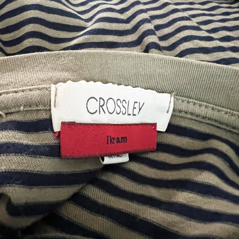 Crossley Women's Made In Italy Cotton Crew Neck Long Sleeve Striped Tee Shirt L