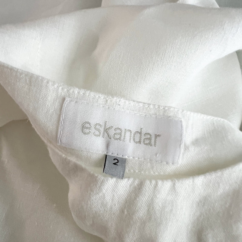 Eskandar Linen Woven Lightweight Scoop Neck Sleeveless Tank Top Blouse White XL