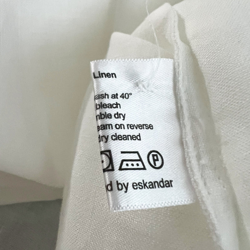 Eskandar Linen Woven Lightweight Scoop Neck Sleeveless Tank Top Blouse White XL