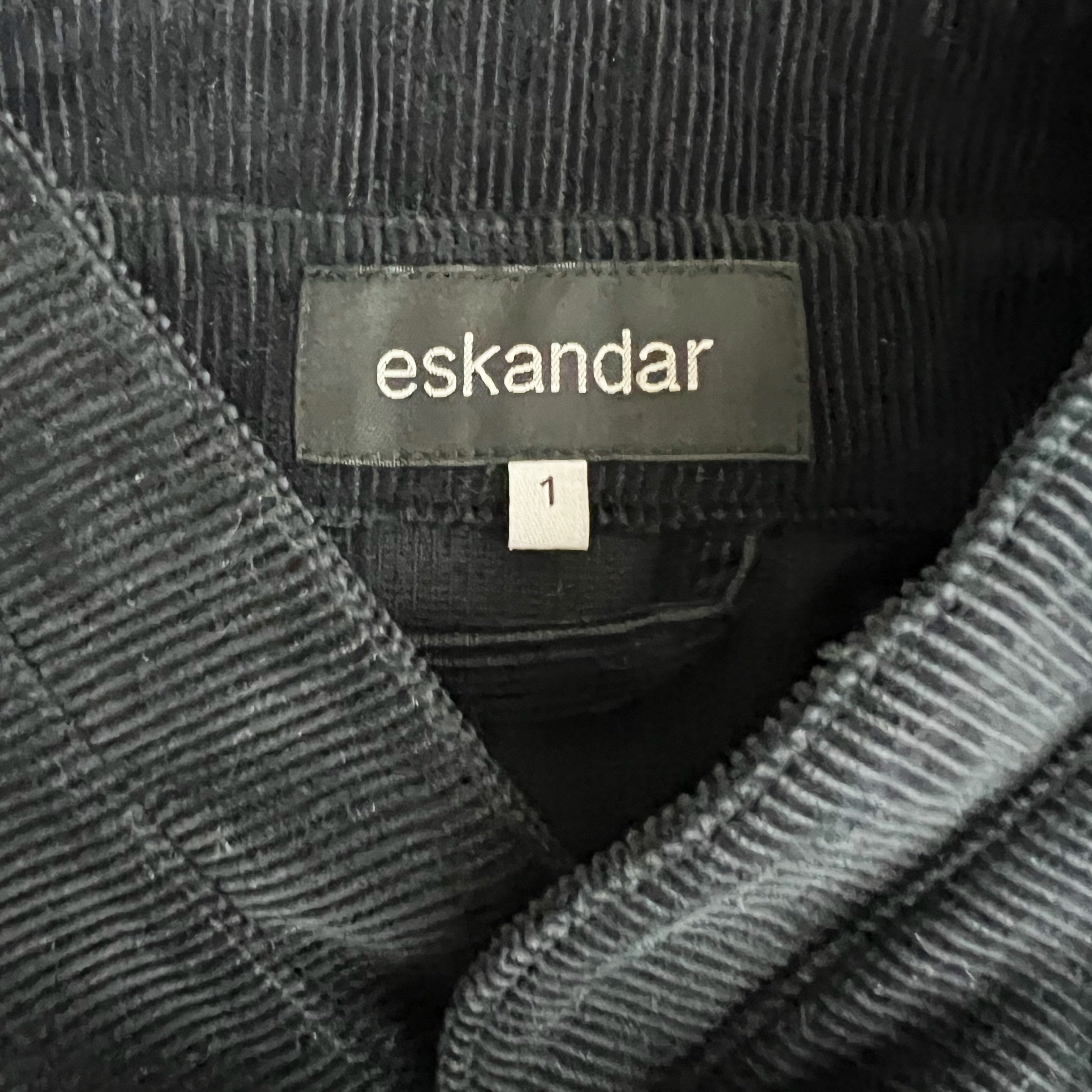 Eskandar Small Cord A Line Pleated Corduroy Velvet Velour Button Jacket Black