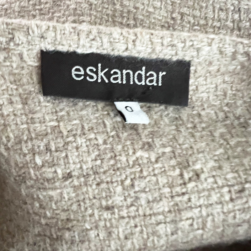 Eskandar 100% Cashmere Knit Waterfall Open Collar Cardigan Sweater Beige Tan L