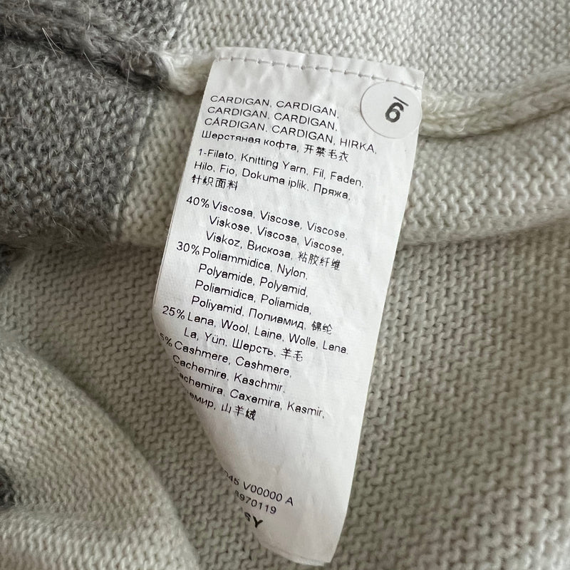 Marina Rinaldi Sport Wool Cashmere Knit Stretch Belted Cardigan Sweater Gray