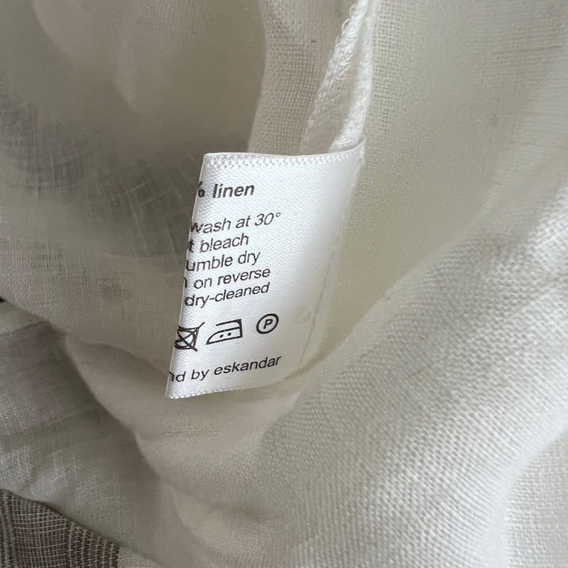 Eskandar Linen Lightweight Woven Crew Neck Button Front Boxy Blouse Shirt Large