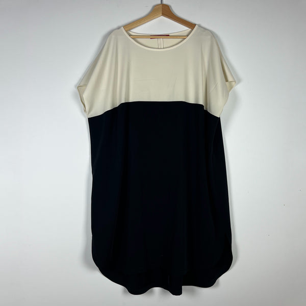 Marina Rinaldi Sport Black White Colorblock Short Sleeve Pullover Midi Dress L