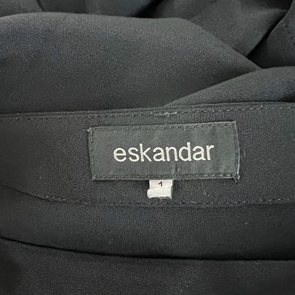 Eskandar 3/4 Sleeve Silk Chiffon Boat Neck Boxy Cut Pullover Blouse Shirt Top