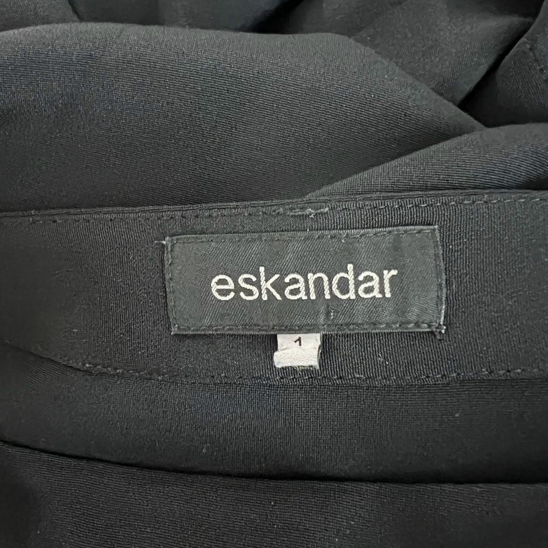 Eskandar 3/4 Sleeve Silk Chiffon Boat Neck Boxy Cut Pullover Blouse Shirt Top