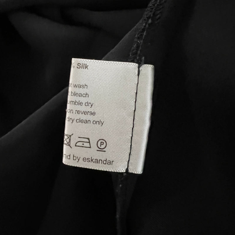 Eskandar 3/4 Sleeve Silk Chiffon Boat Neck Boxy Cut Pullover Blouse Shirt Top