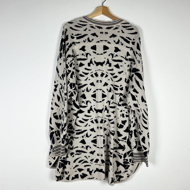 Marina Rinaldi Women's Made In Italy Wool Blend Knit Cardigan Sweater Printed XL