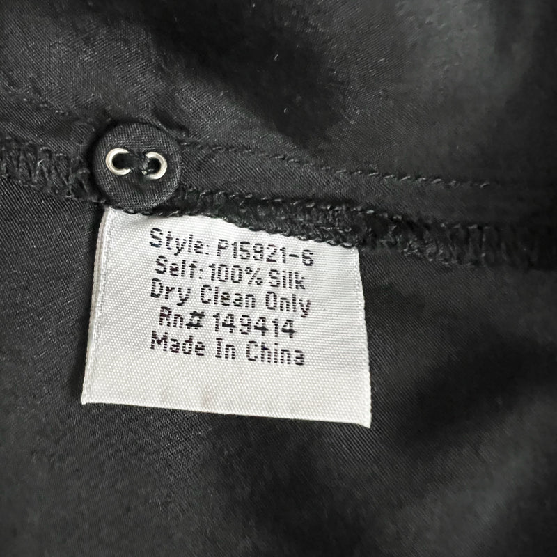 Johnny Was Shaki Silk Chiffon Pleated Pintuck Long Sleeve Quarter Button Blouse