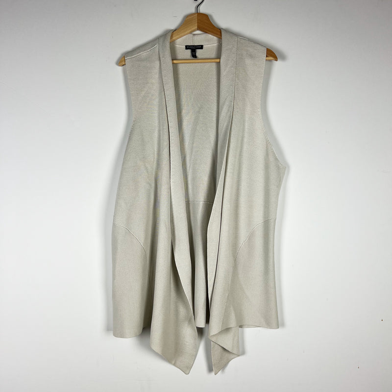 Eileen Fisher Woman Silk Organic Cotton Sleeveless Open Front Waterfall Cardigan