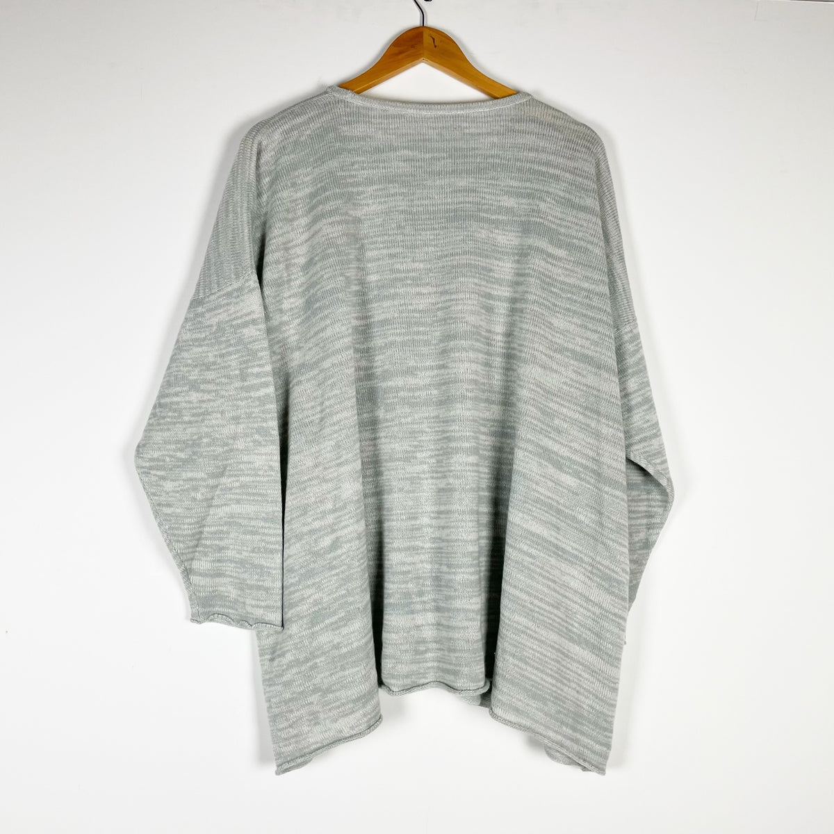 Eskandar Women's 100% Cashmere Knit Stretch Scoop Neck Long Sleeve Sweater Gray