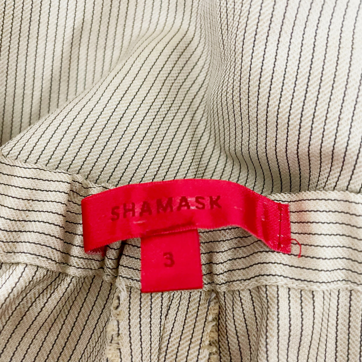 Shamask Silk Wool Blend Woven Mid Rise Straight Waist Straight Leg Stripe Pants