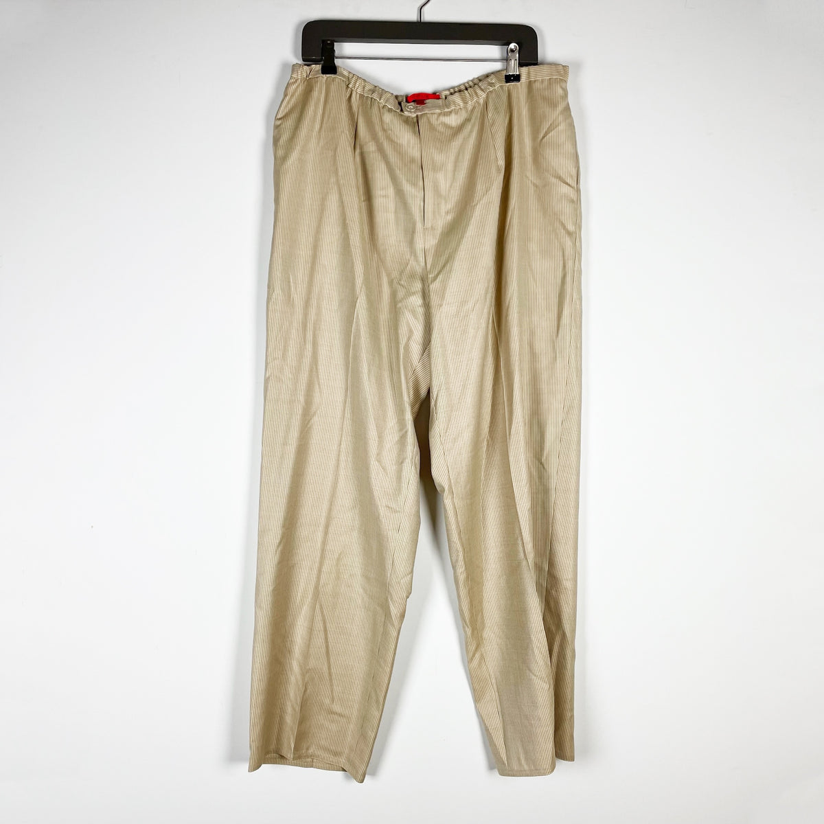 Shamask Silk Wool Blend Woven Mid Rise Straight Waist Straight Leg Stripe Pants