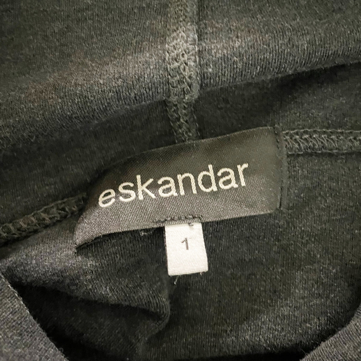 Eskandar Women's Pima Cotton Stretch Knit Cowl Neck Front Pocket Sweater Gray 1
