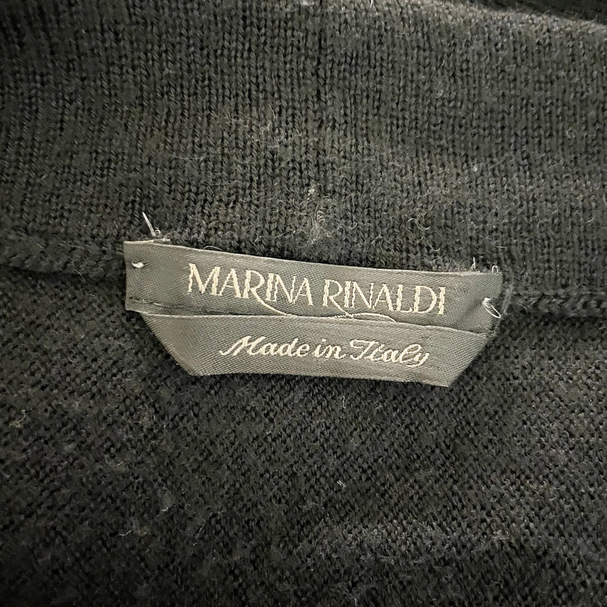 Marina Rinaldi Made In Italy Knit Stretch Open Front Cardigan Sweater Black